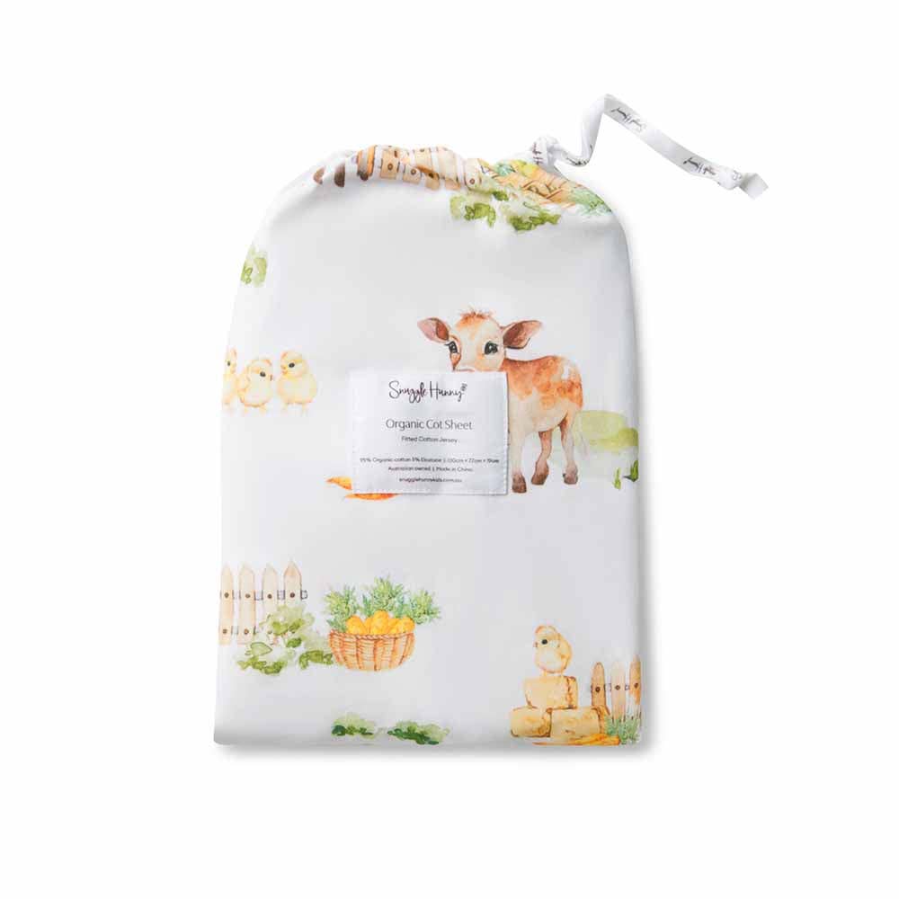 Snuggle Hunny - Farm Organic Fitted Cot Sheet