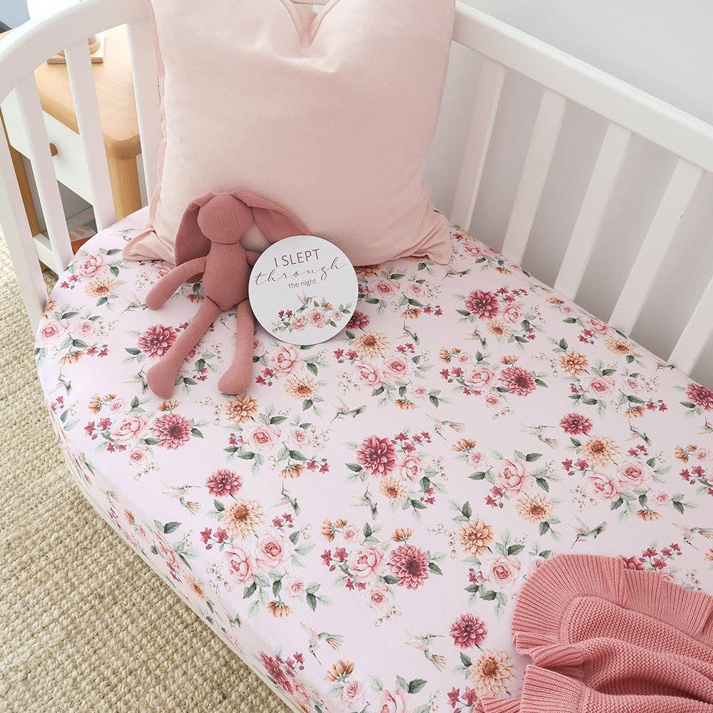 Snuggle Hunny - Birds & Blooms Organic Fitted Cot Sheet