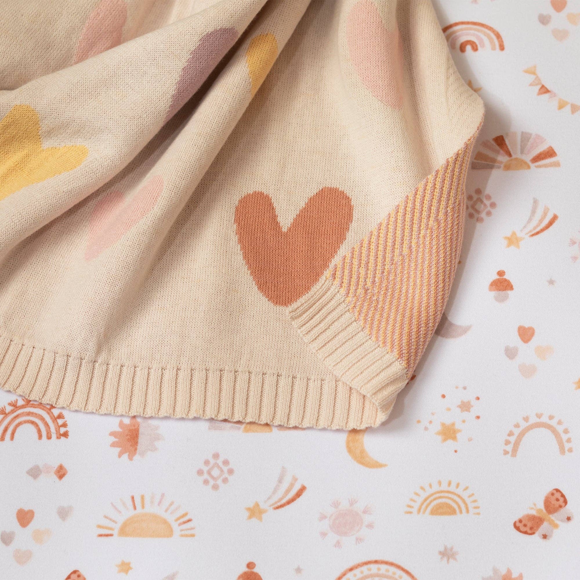 Living Textiles | Jacquard Blanket | Bohemian Bliss Hearts