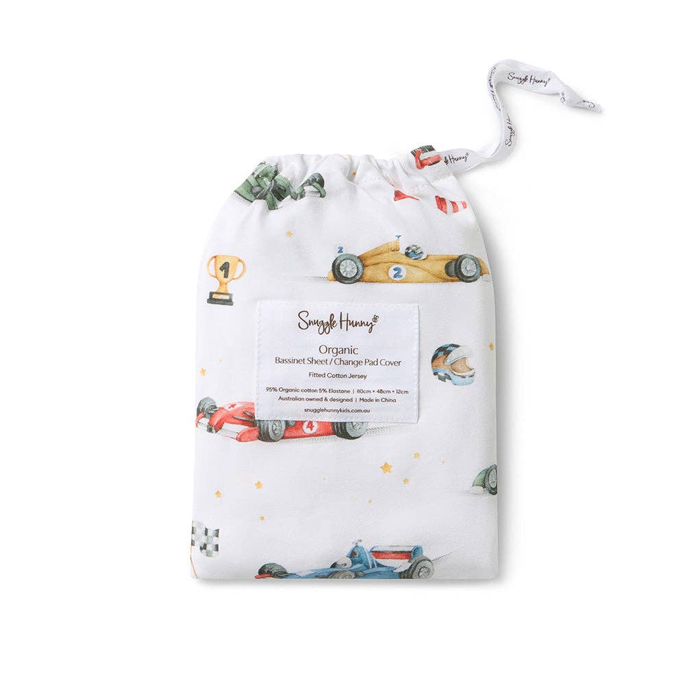 Snuggle Hunny - Little Racers Organic Bassinet Sheet / Change Pad Cover