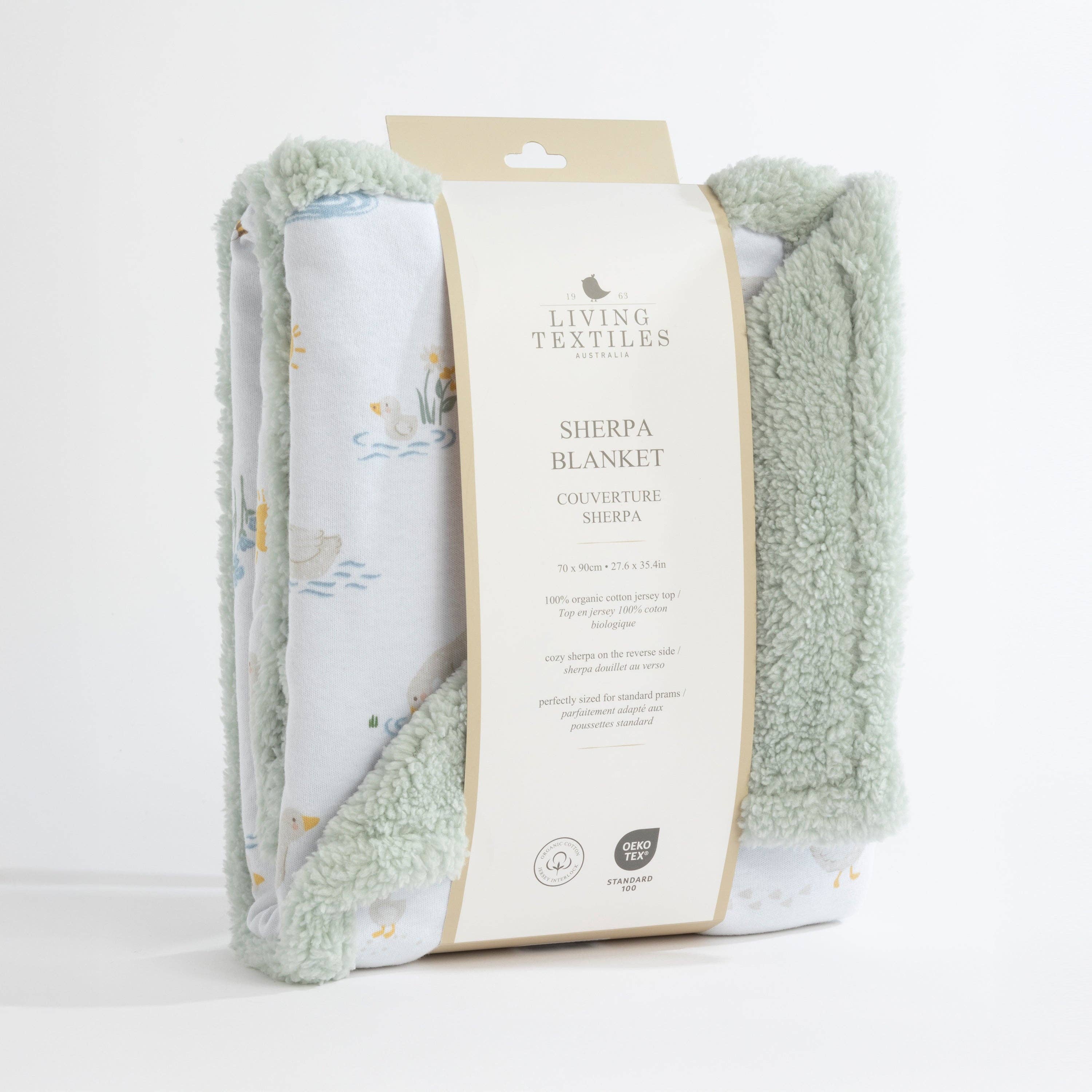 Living Textiles Organic Jersey Sherpa Blanket Goosey Goosey