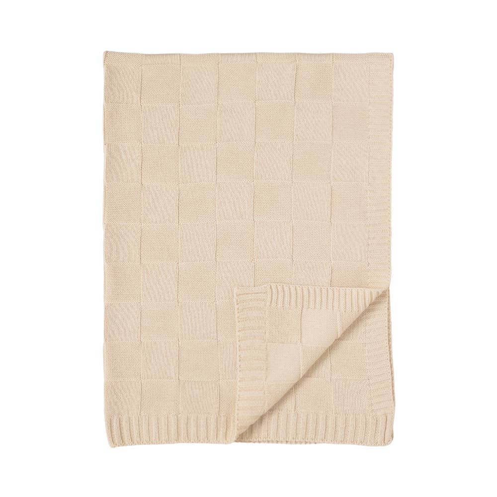 Living Textiles | Pram Knitted Blanket Checkered Sand