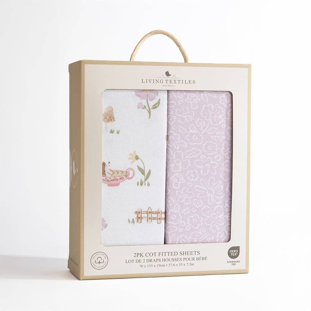 Living Textiles | 2 Pack Organic Cot Fitted Sheet Whimsical Wonderland