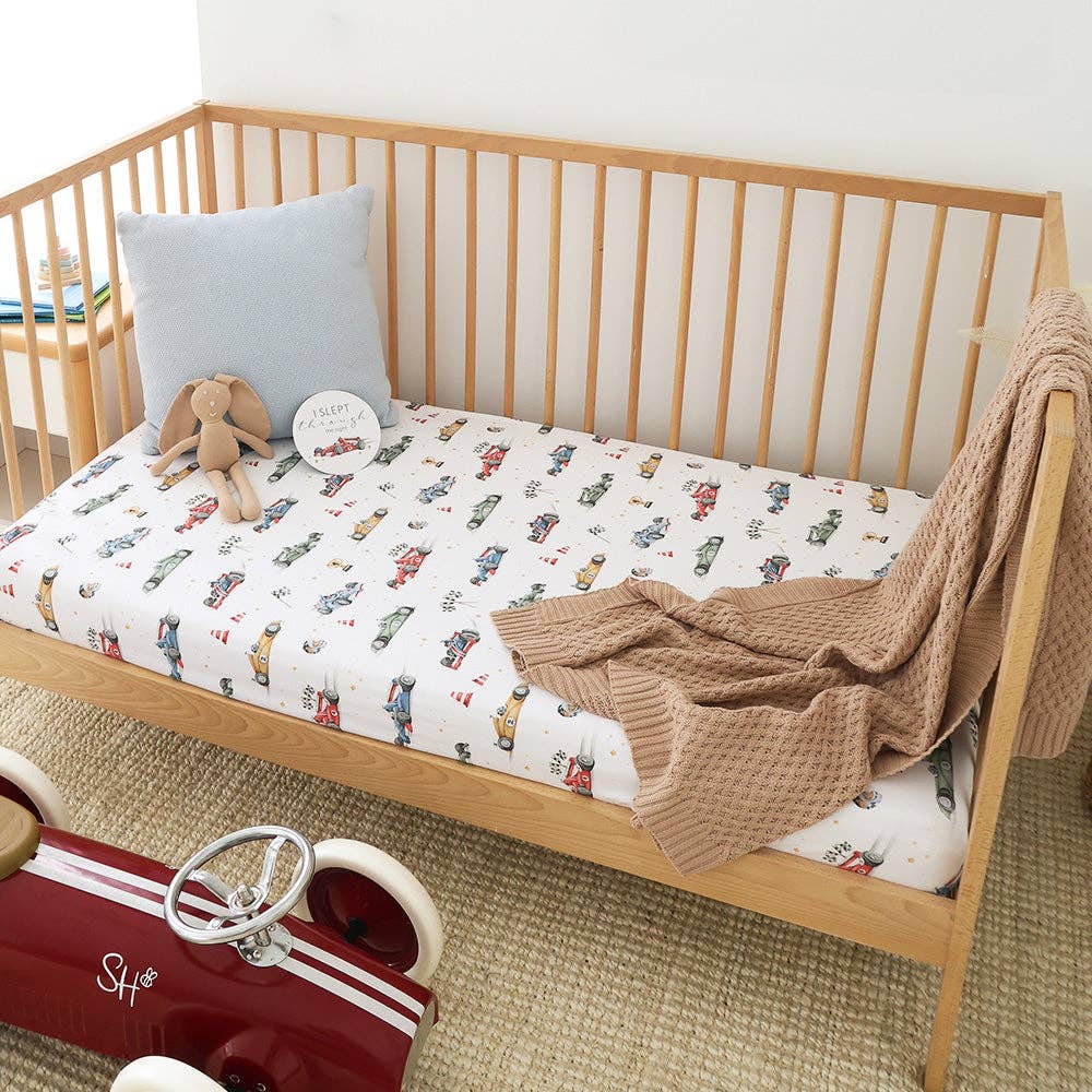 Snuggle Hunny - Little Racers Organic Fitted Cot Sheet