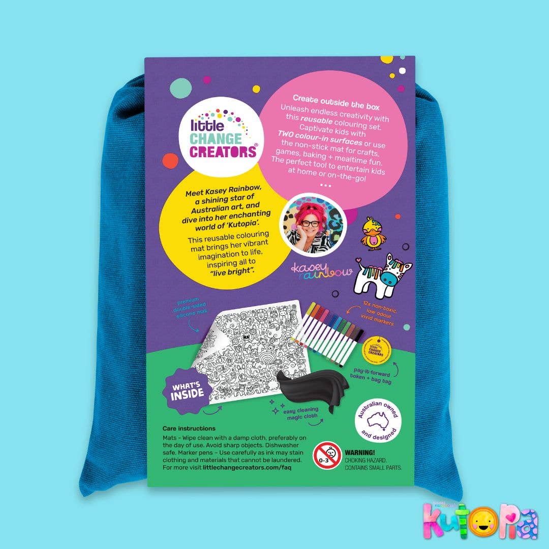 Little Change Creators | KUTOPIA | Re-FUN-able™ Reusable Colouring + Doodle Mat