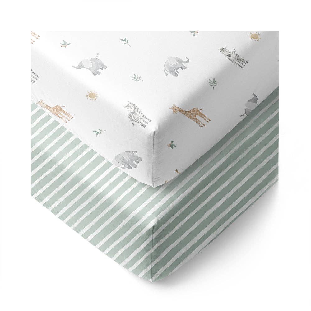 Living Textiles 2 Pack Organic Cot Fitted Sheet | Roam & Roar