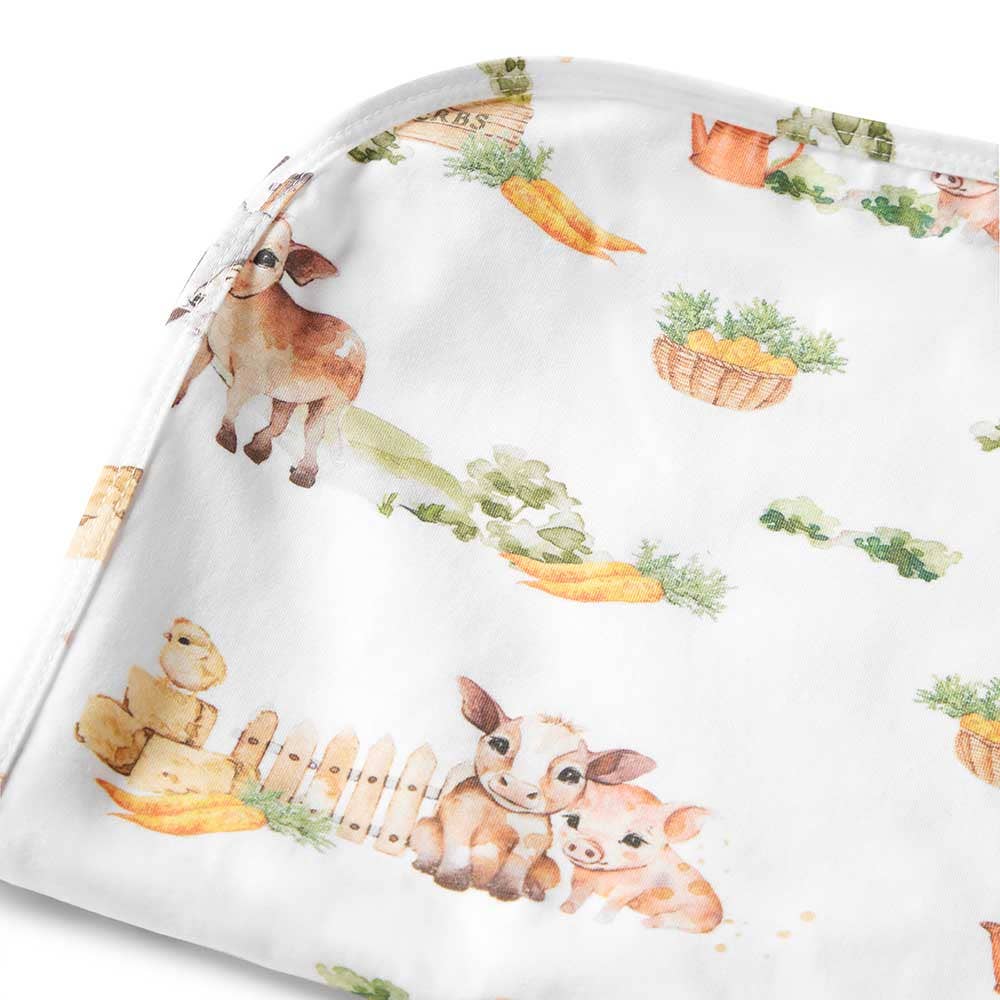 Snuggle Hunny Organic Jersey Wrap & Beanie Set | Farm