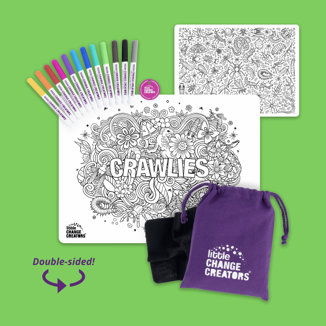 Little Change Creators | CRAWLIES | Re-FUN-able™ Reusable Colouring + Doodle Mat