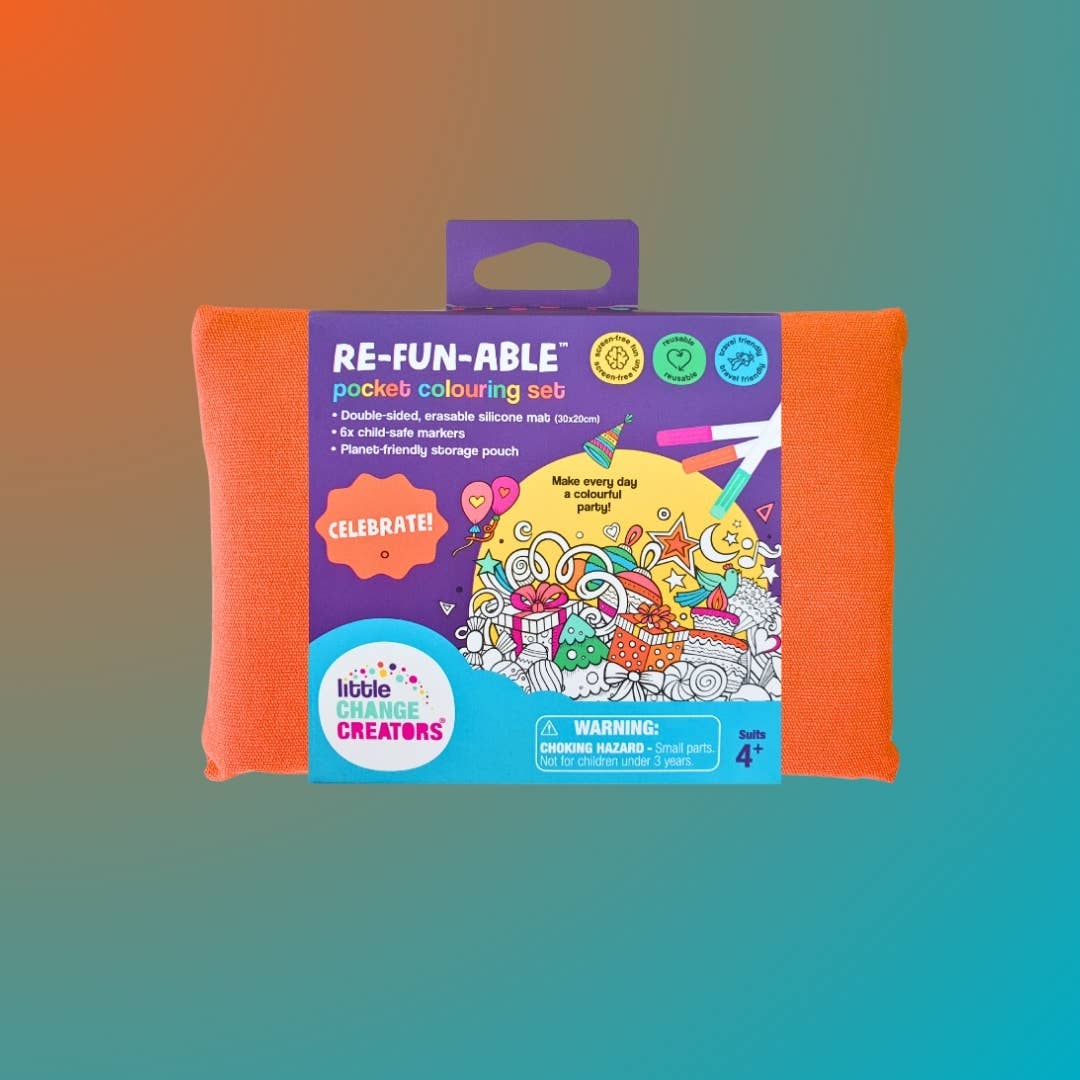 Little Change Creators | CELEBRATE! Reusable Pocket Colouring Set | Party Celebration