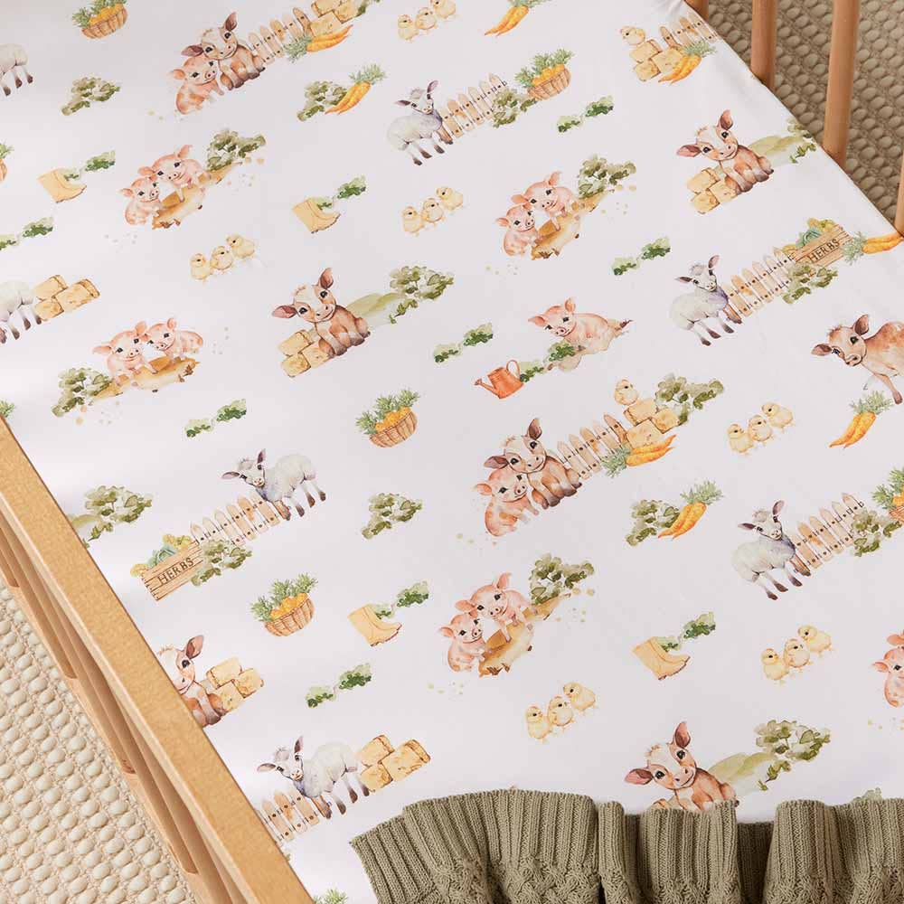 Snuggle Hunny - Farm Organic Fitted Cot Sheet