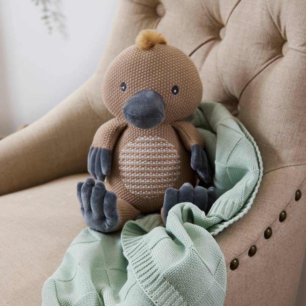 Living Textiles | Pram Knitted Blanket Checkered Seafoam