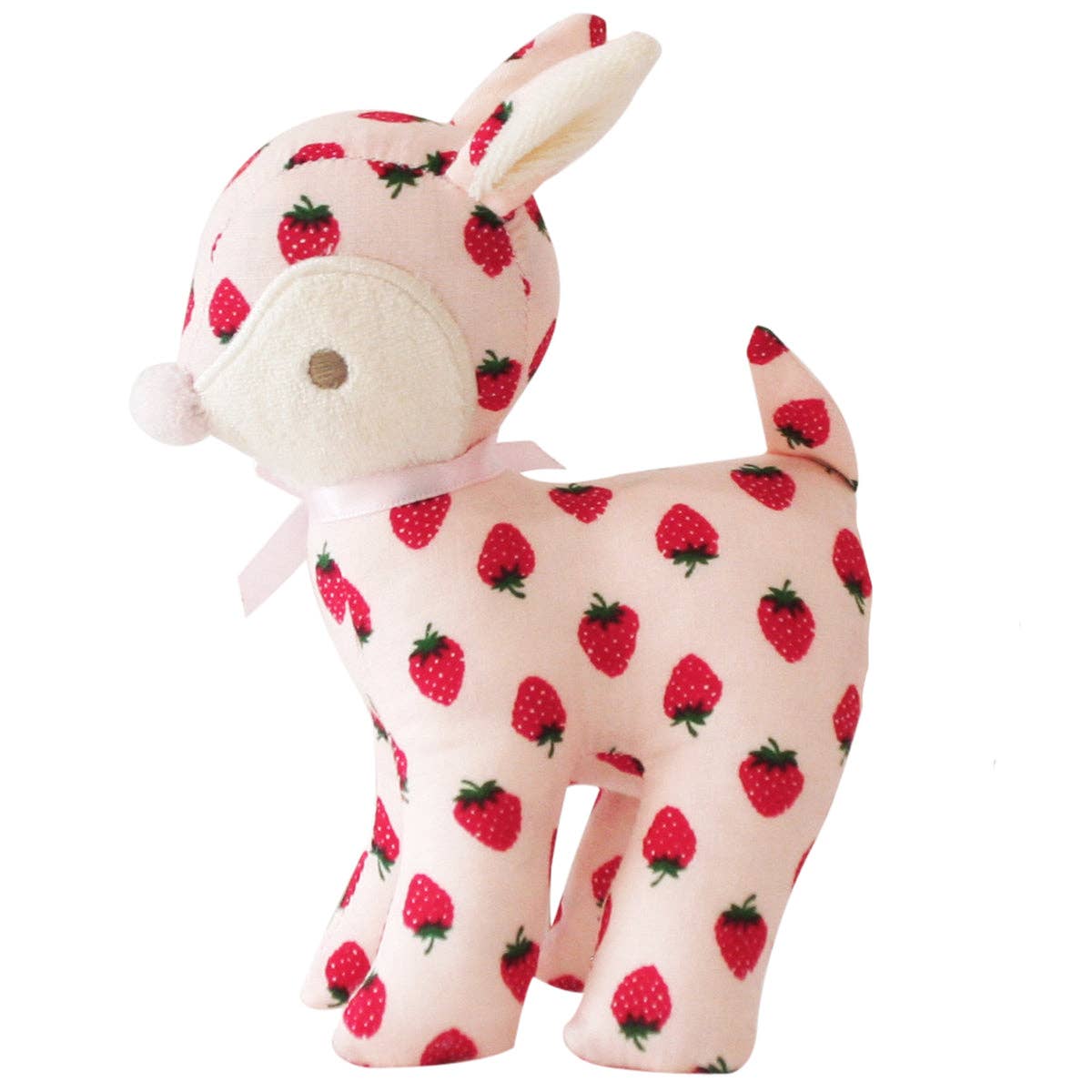 Alimrose Baby Deer Rattle 16cm Strawberry