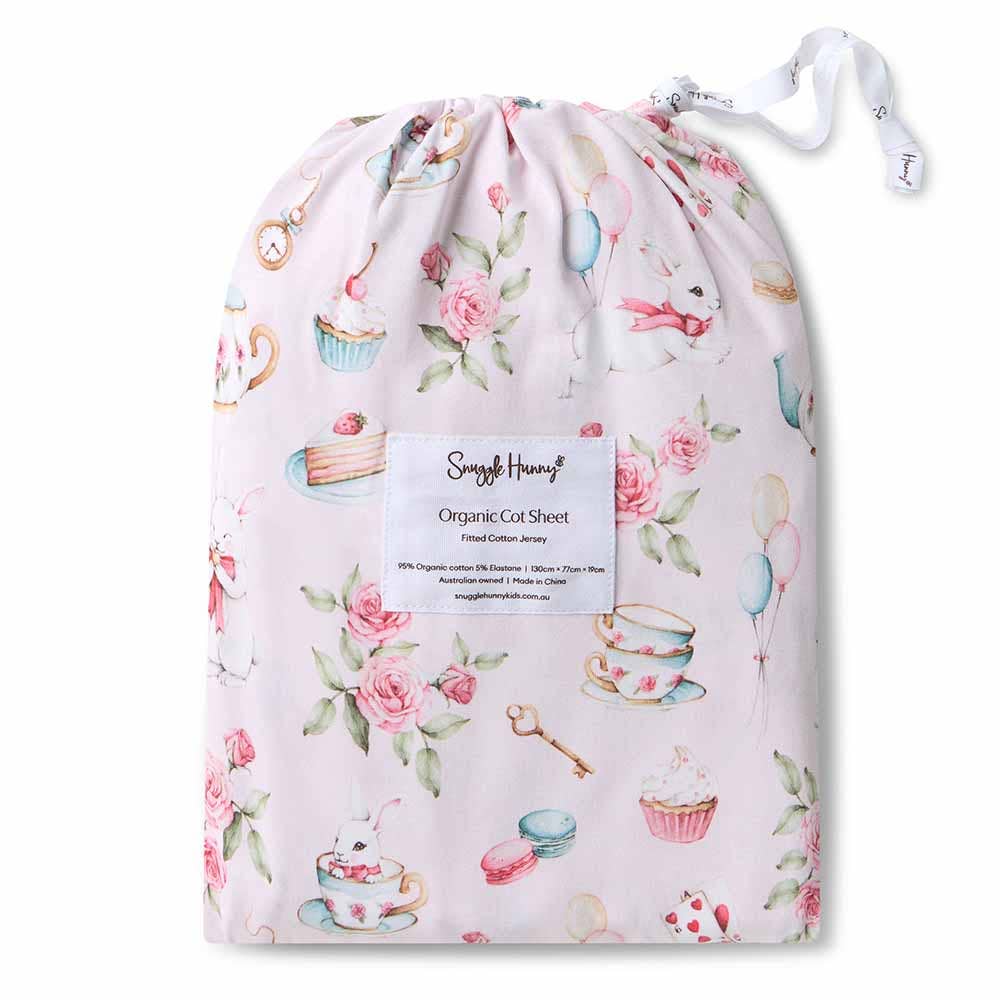 Snuggle Hunny - Alice’s Tea Party Organic Fitted Cot Sheet