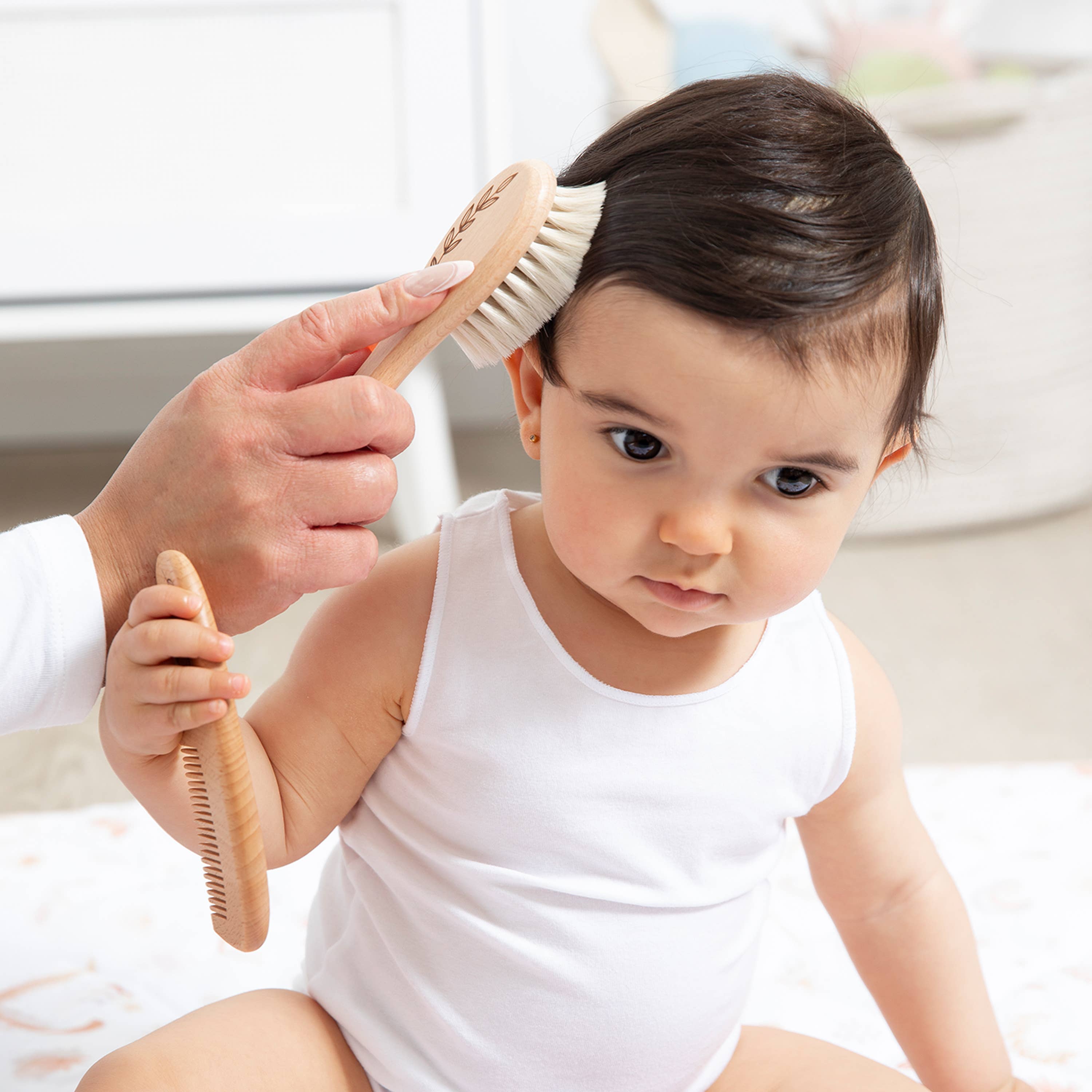 Living Textiles - 3pc Baby Wooden Brush & Comb Set