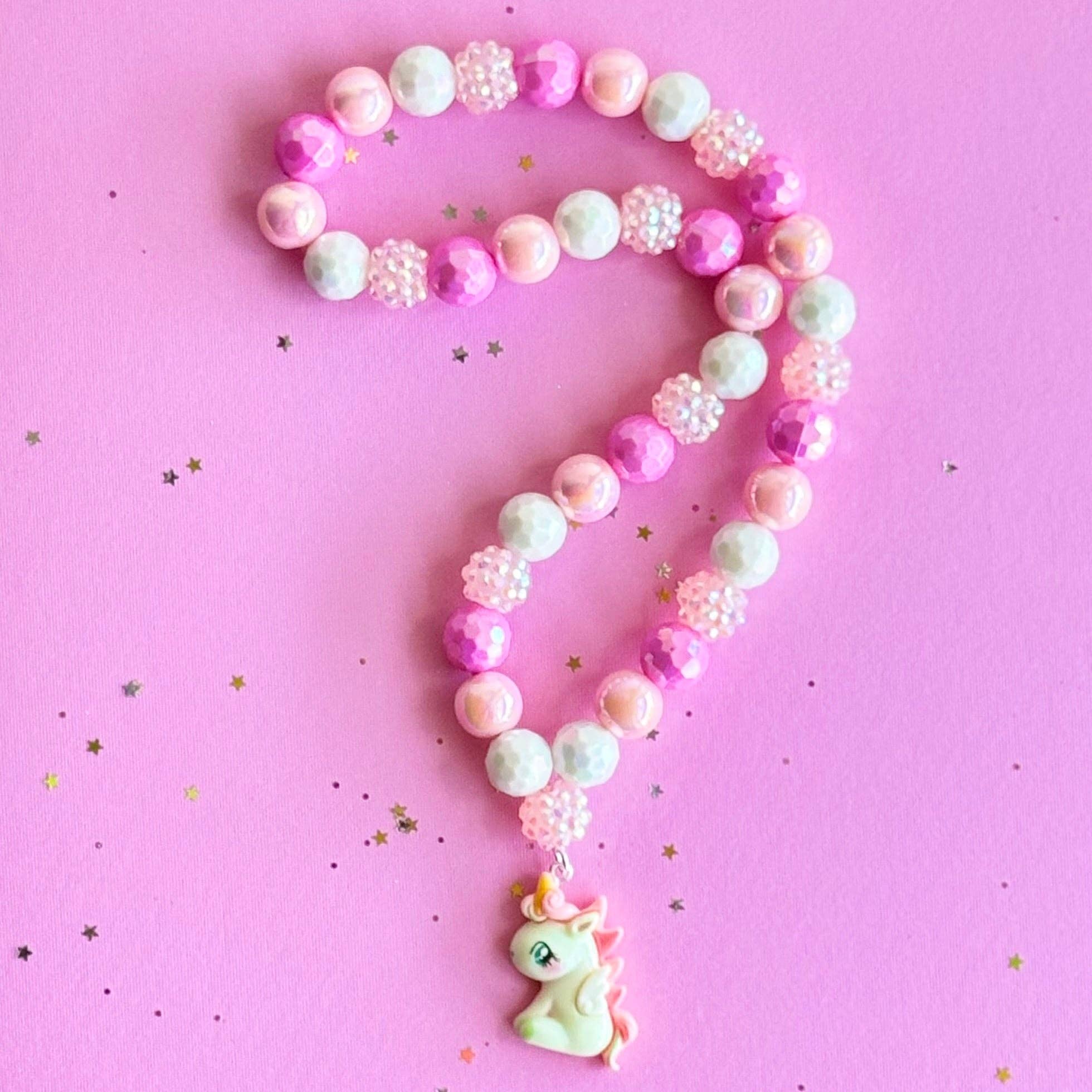 Sweet As Sugar Jewellery - Beaded Necklace Pink Unicorn