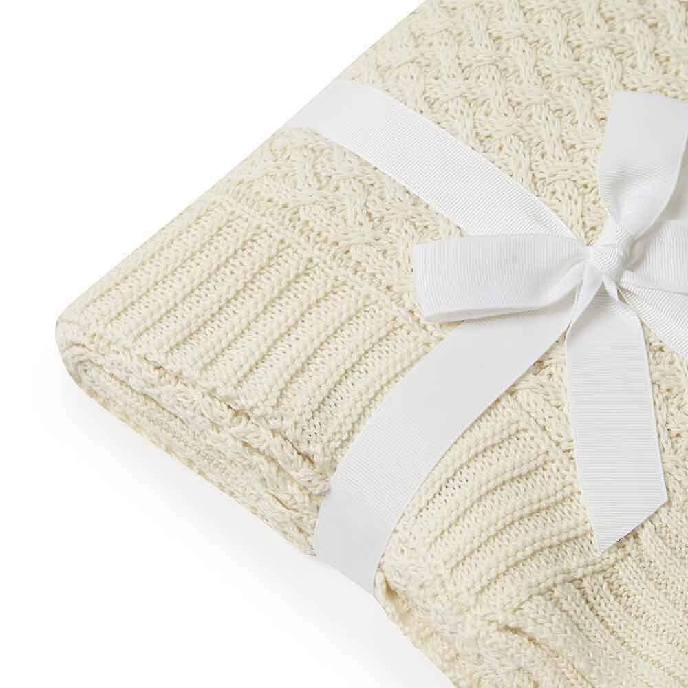 Snuggle Hunny | Diamond Knit Baby Blanket | Cream