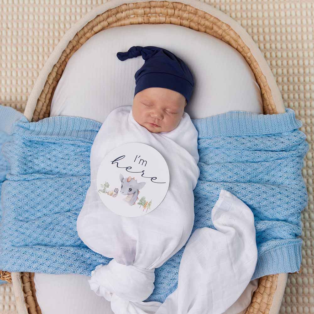 Snuggle Hunny | Diamond Knit Organic Baby Blanket | Baby Blue