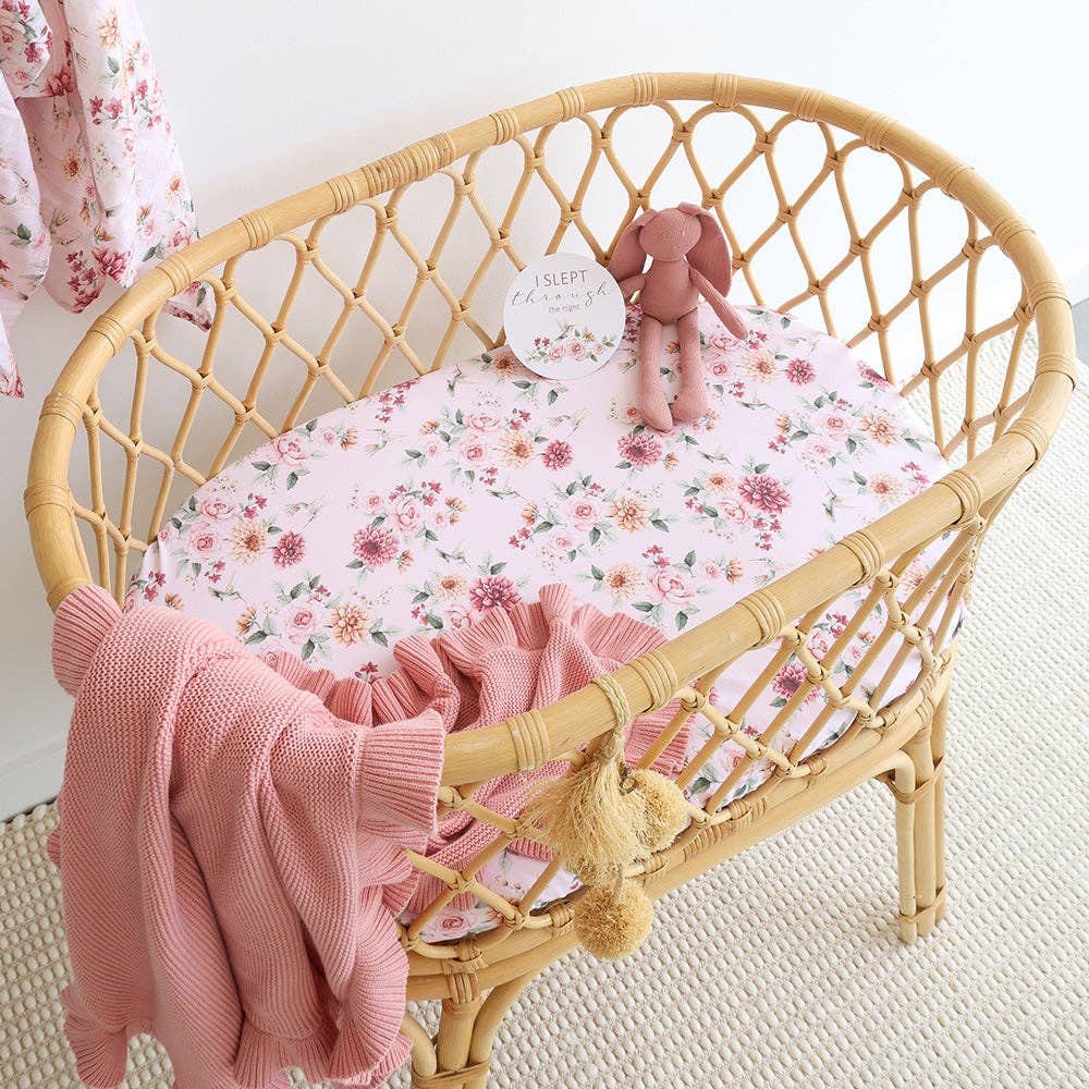 Snuggle Hunny - Birds & Blooms Organic Bassinet Sheet / Change Pad Cover
