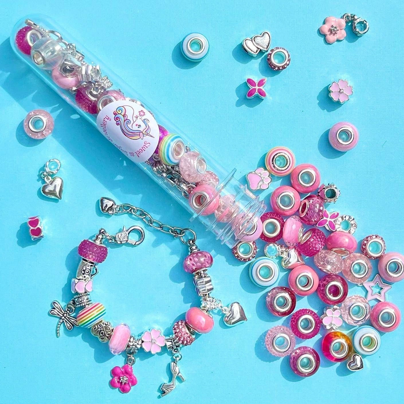 Sweet As Sugar Jewellery - Jewellery Making Kit Charm Bracelet Set: Teal