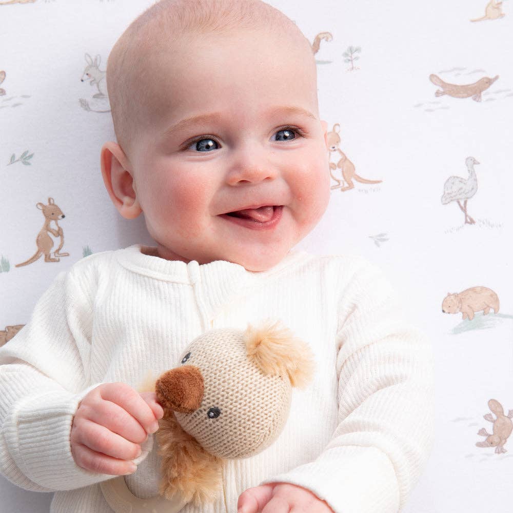 Living Textiles - Ring Rattle - Emu