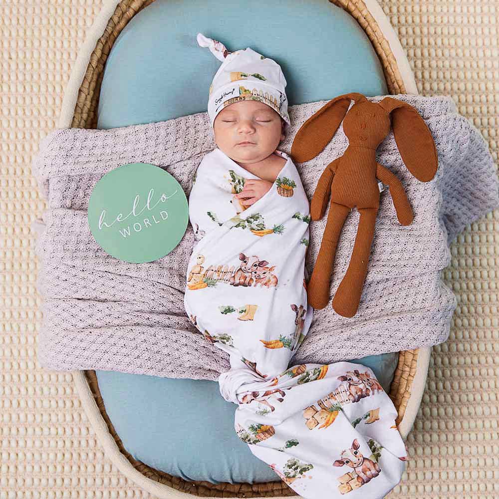 Snuggle Hunny Organic Jersey Wrap & Beanie Set | Farm