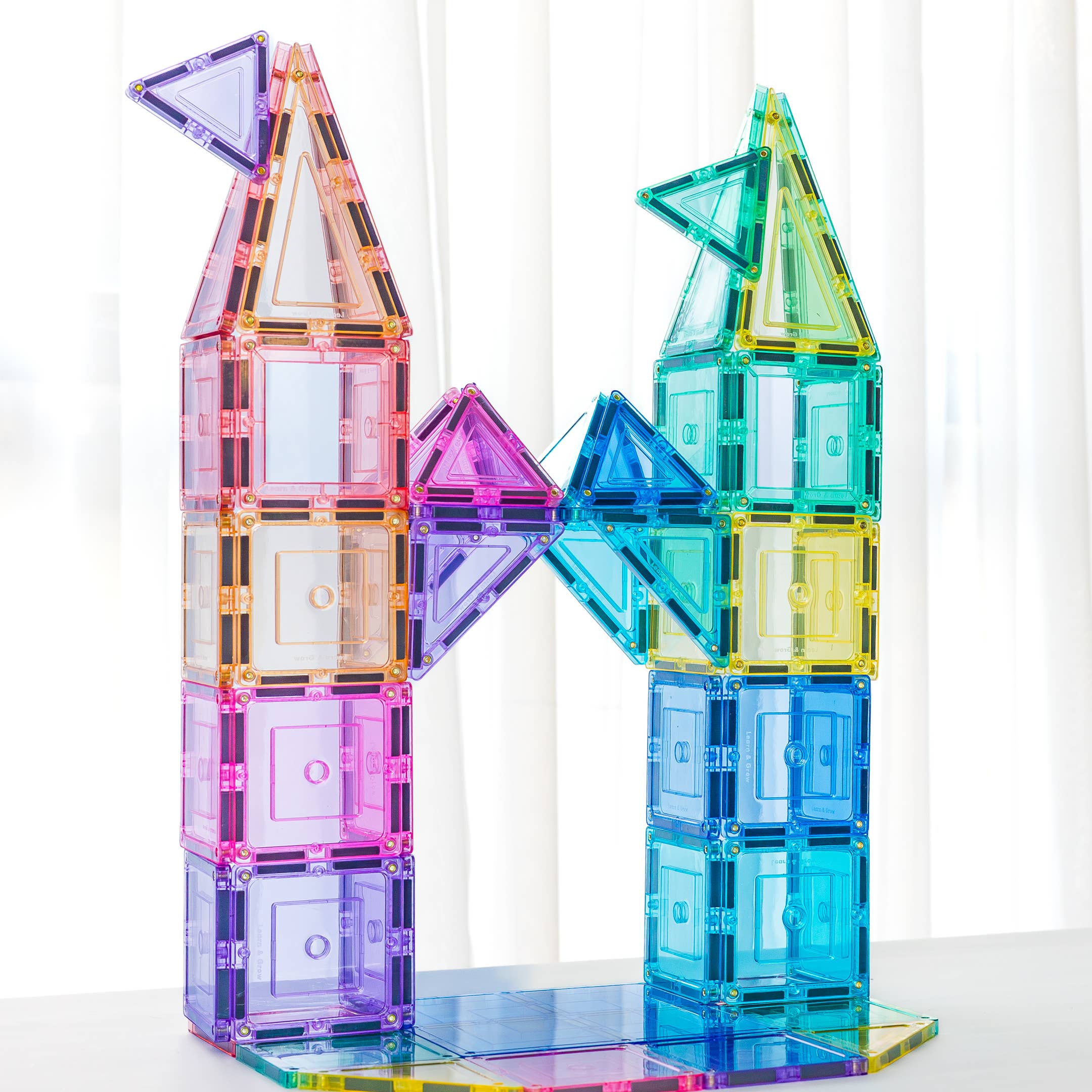 Learn & Grow Toys Magnetic Tiles | Pastel Builders Pack (112 Pc)