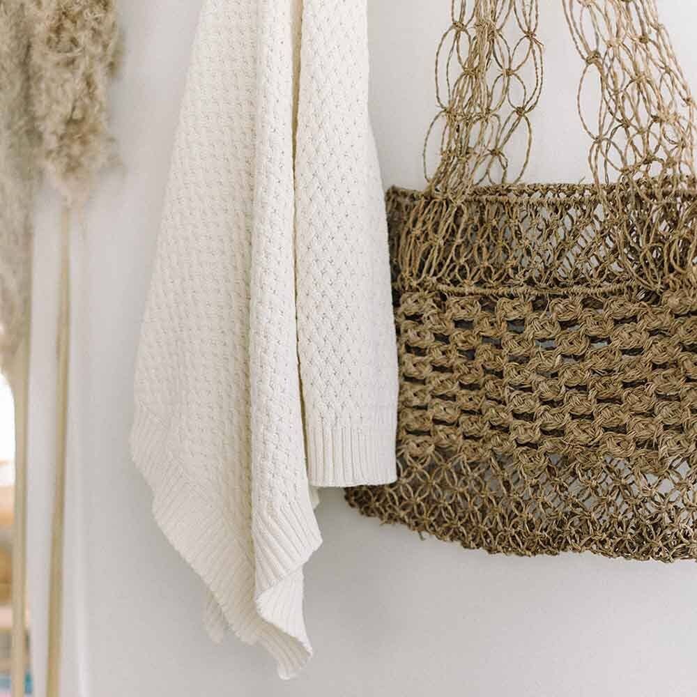 Snuggle Hunny | Diamond Knit Baby Blanket | Cream