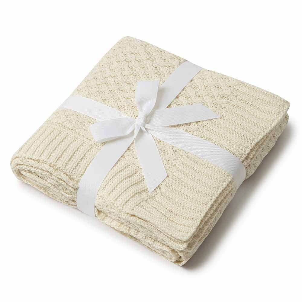 Snuggle Hunny | Diamond Knit Baby Blanket | Cream