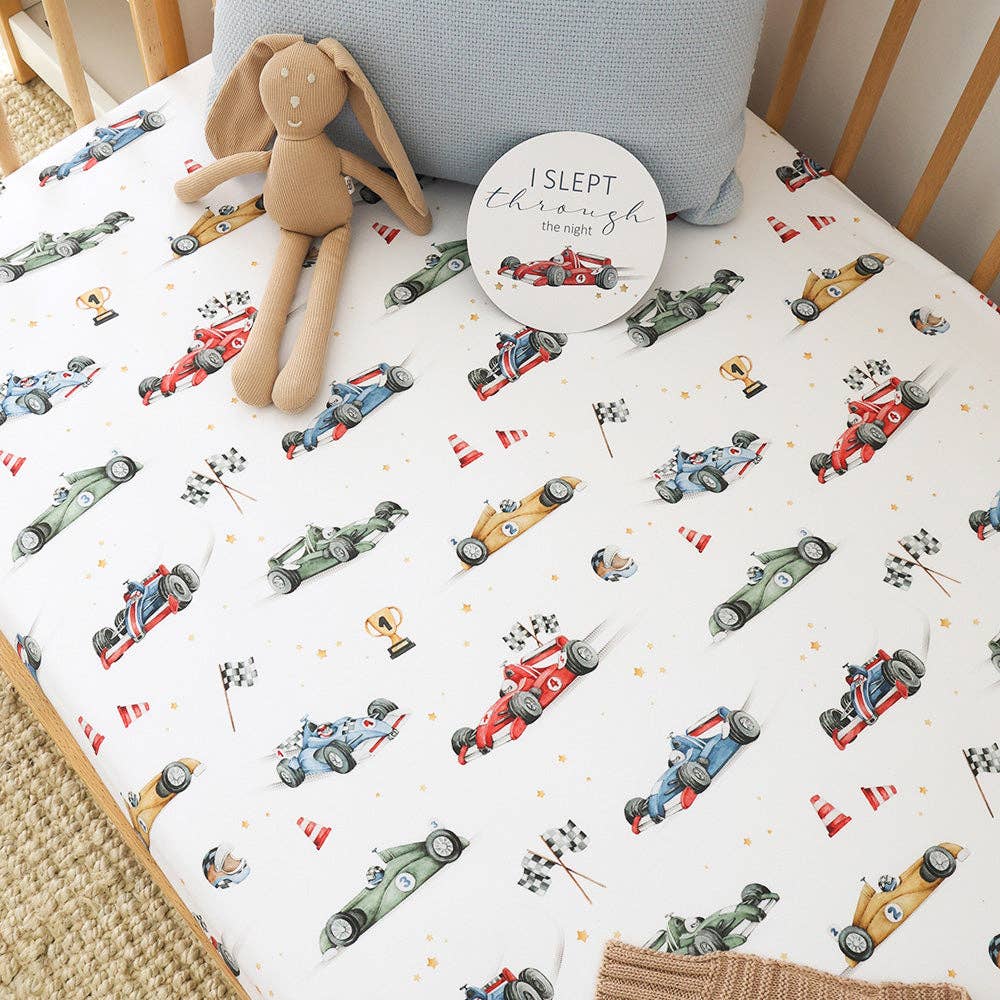 Snuggle Hunny - Little Racers Organic Fitted Cot Sheet