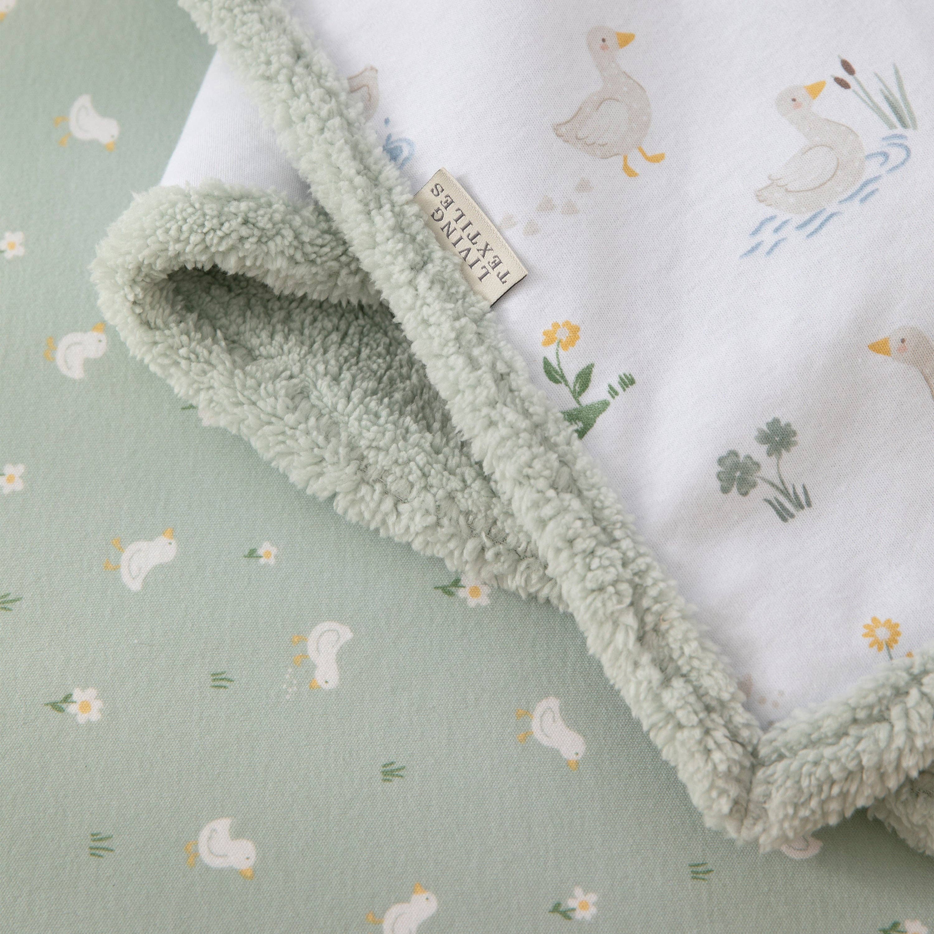 Living Textiles Organic Jersey Sherpa Blanket Goosey Goosey