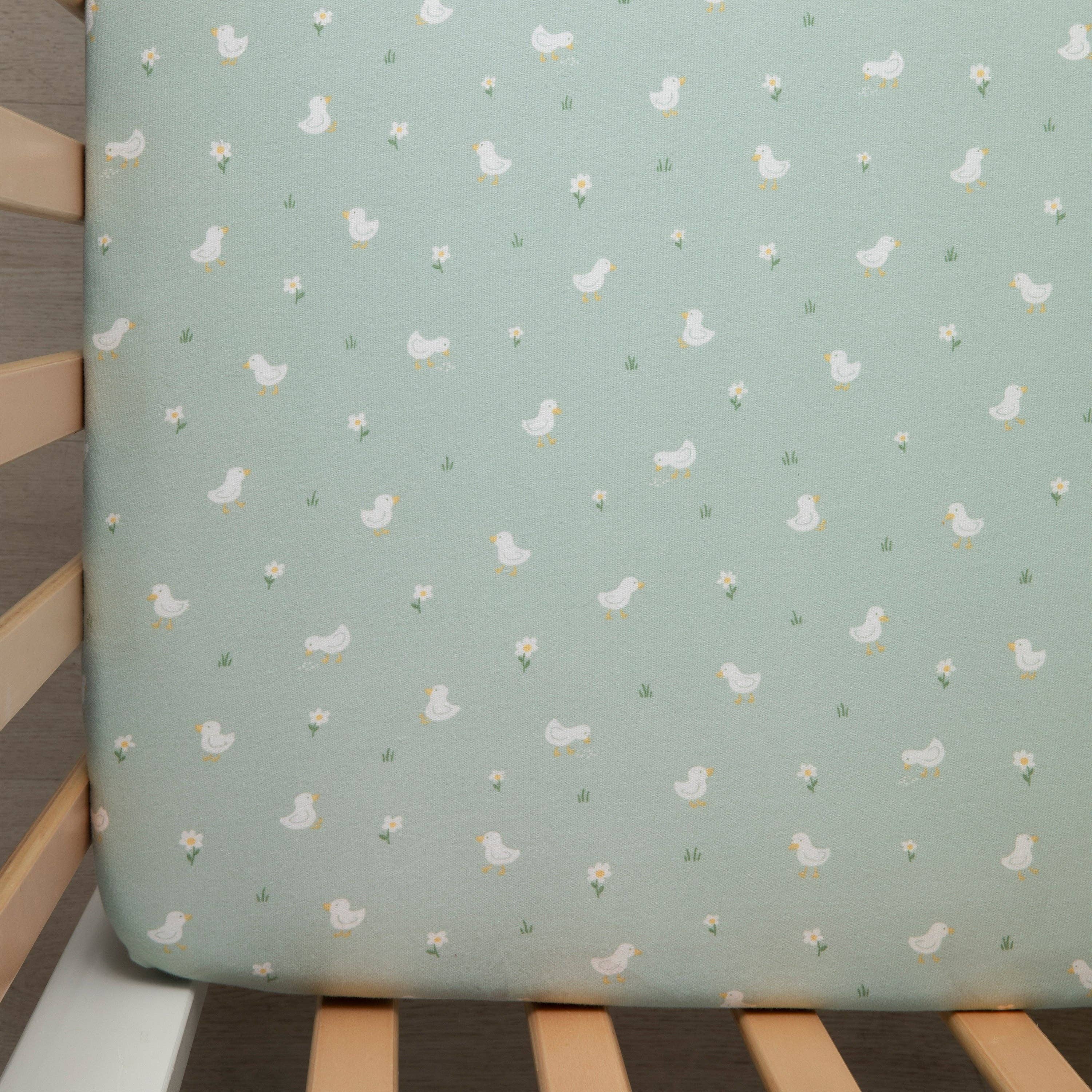 Living Textiles 2 Pack Organic Jersey Cot Fitted Sheets Goosey Goosey
