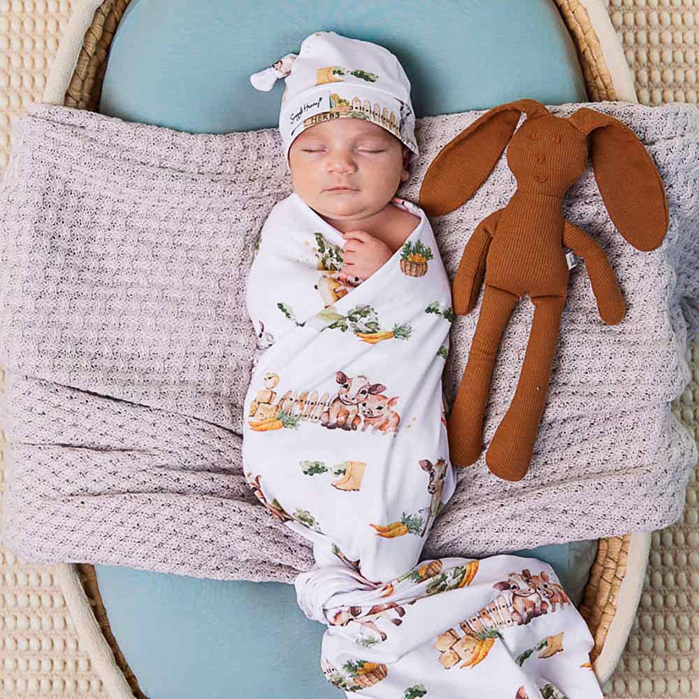 Snuggle Hunny Organic Jersey Wrap & Beanie Set | Farm