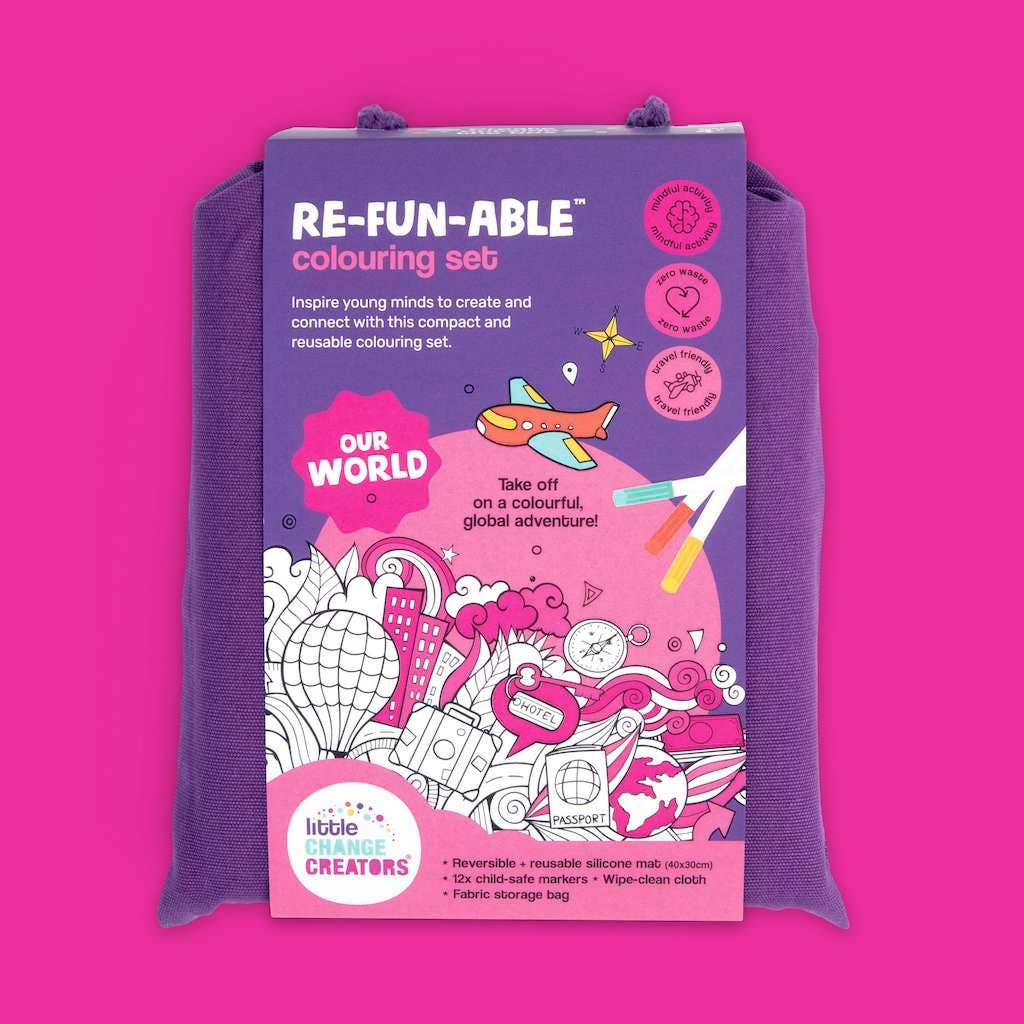 Little Change Creators - OUR WORLD | Re-FUN-able™ Colour-In Placemat for Kids