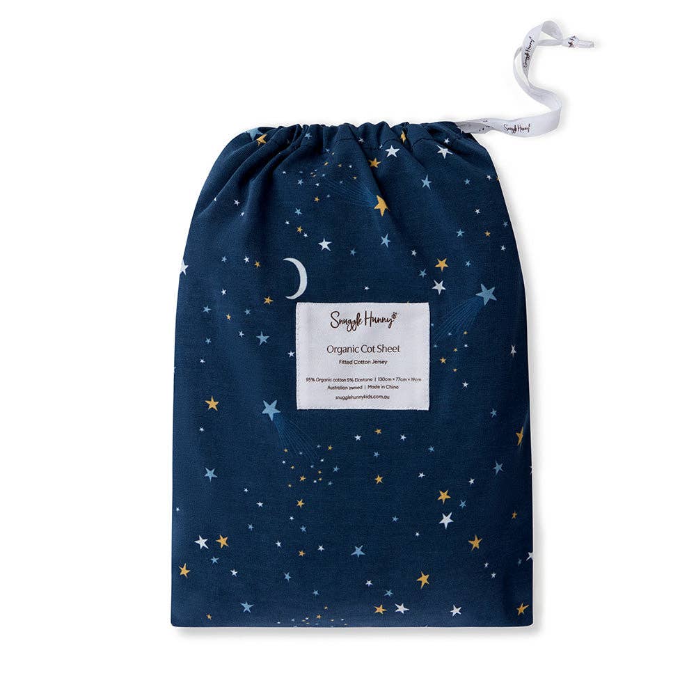 Snuggle Hunny - Starry Night Organic Fitted Cot Sheet