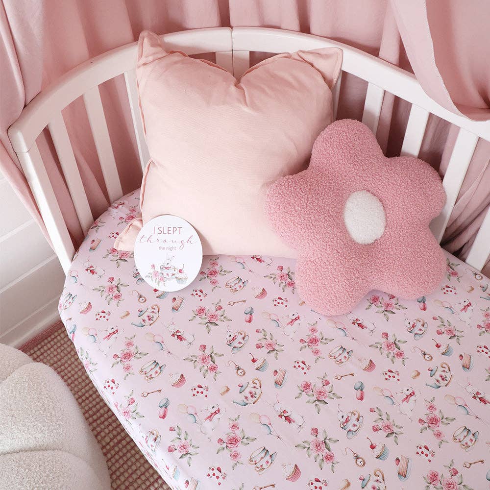 Snuggle Hunny - Alice’s Tea Party Organic Fitted Cot Sheet