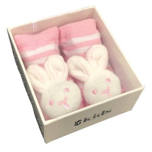 ES Kids Socks with Rattles Bunny Pink 0-6mths