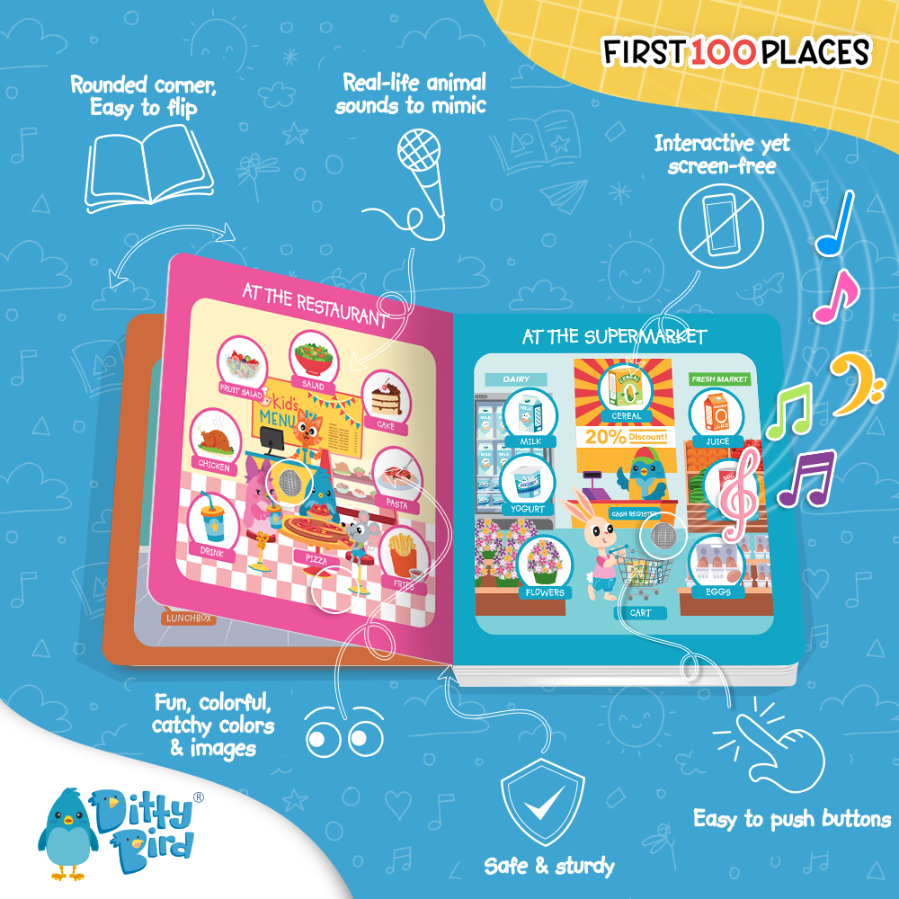 Ditty Bird | Baby Sound Vocabulary Book | First 100 Places
