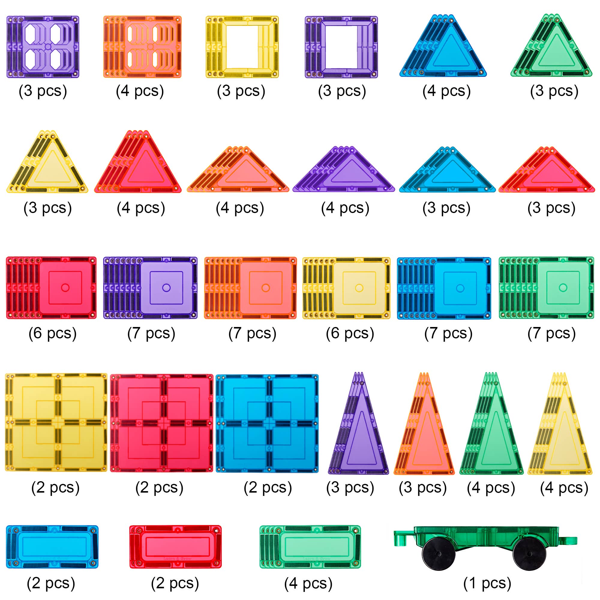 Learn & Grow | Magnetic Tiles | Builders Pack (110 pc)