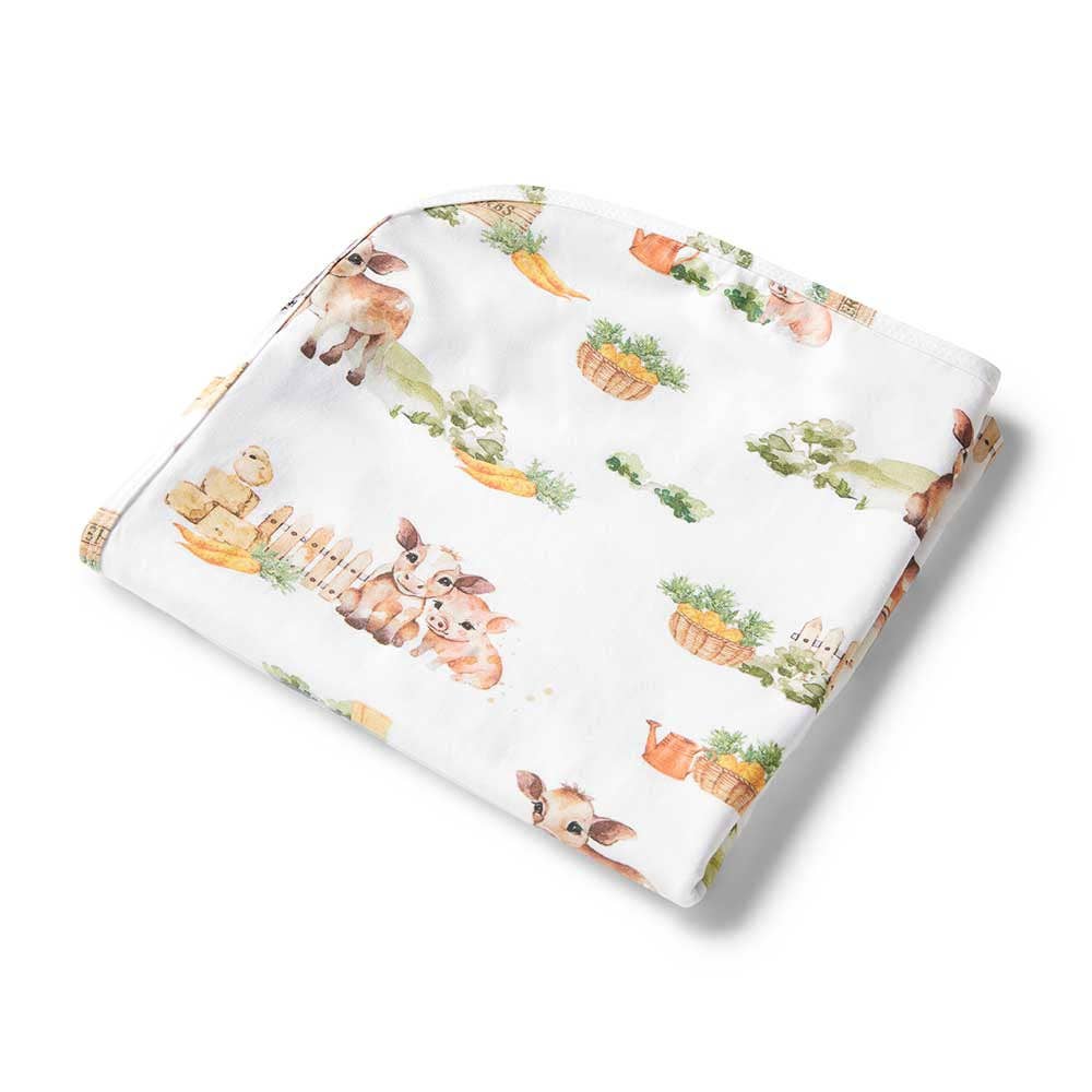 Snuggle Hunny Organic Jersey Wrap & Beanie Set | Farm