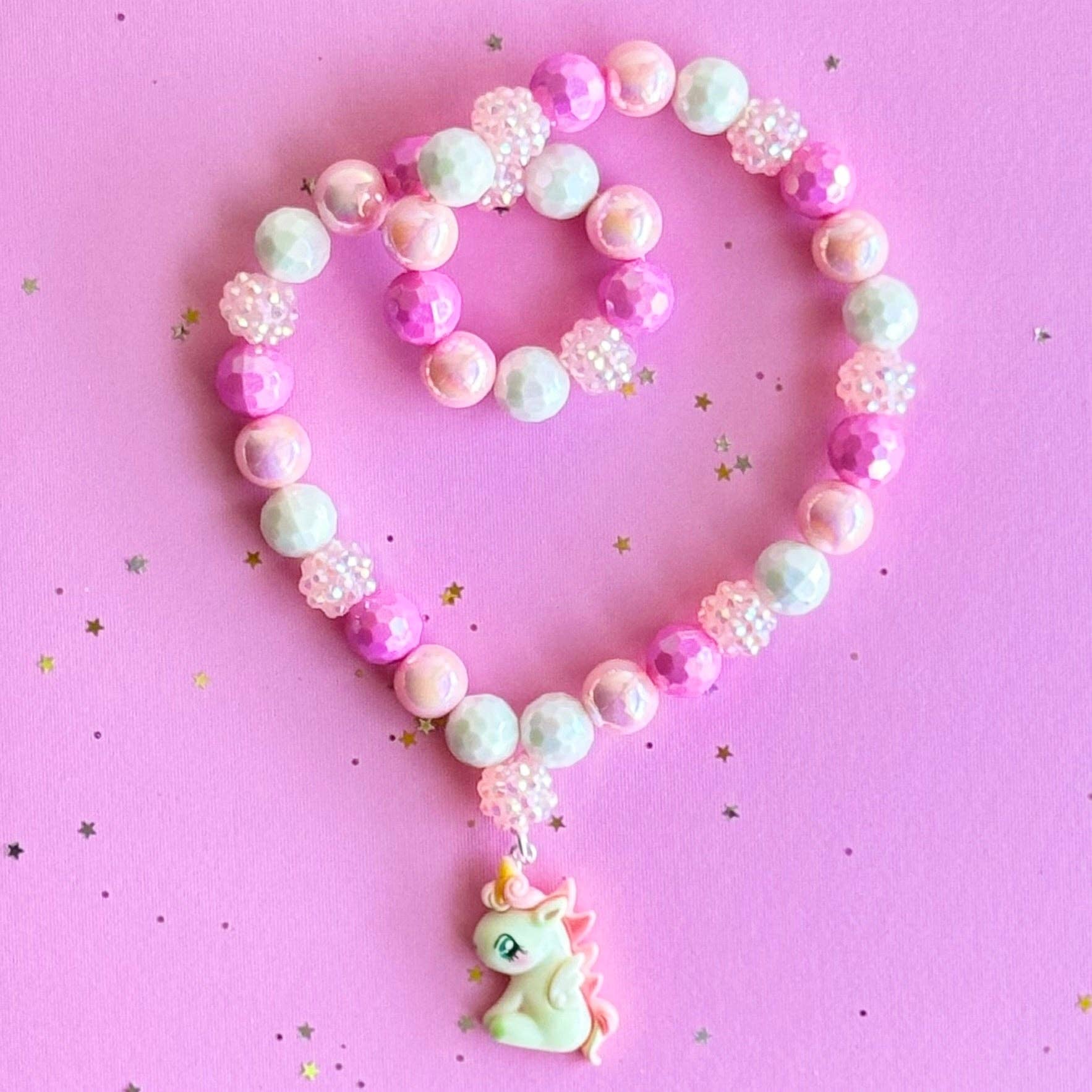 Sweet As Sugar Jewellery - Beaded Necklace Pink Unicorn