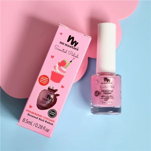 No Nasties Kids | Water Based Scented Nail Polish Strawberry Cupcake - Pastel Pink
