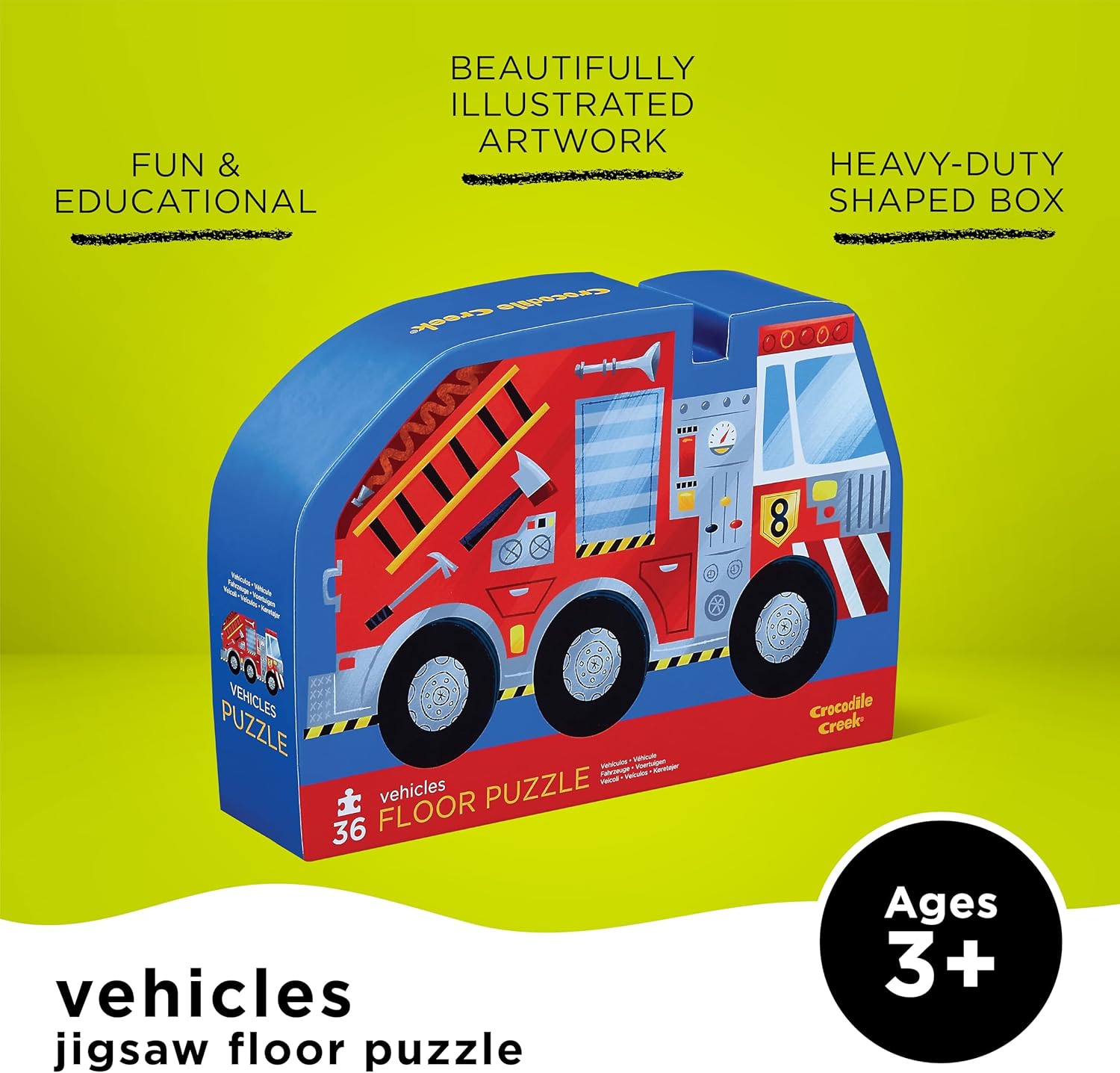 Crocodile Creek | Classic Floor Puzzle | Vehicles 36 piece