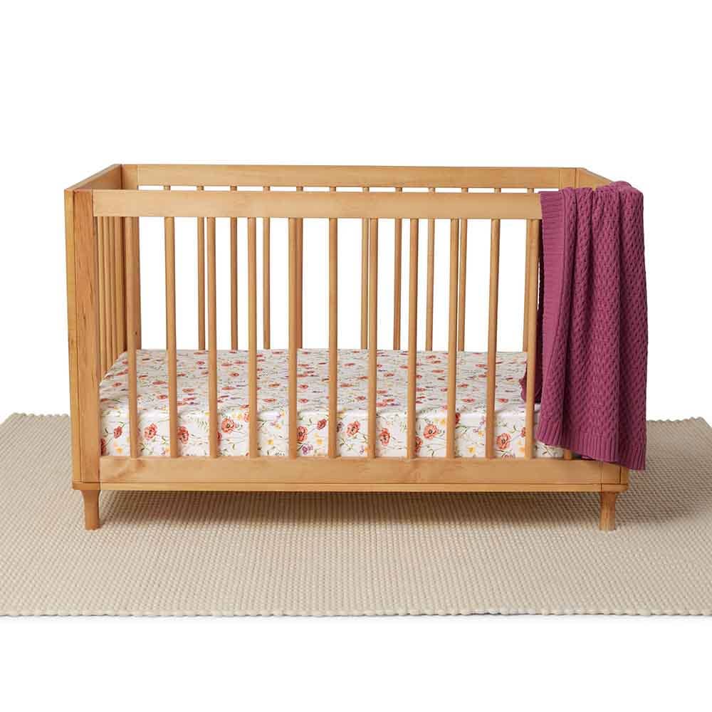 Snuggle Hunny |Organic Fitted Cot Sheet | Meadow