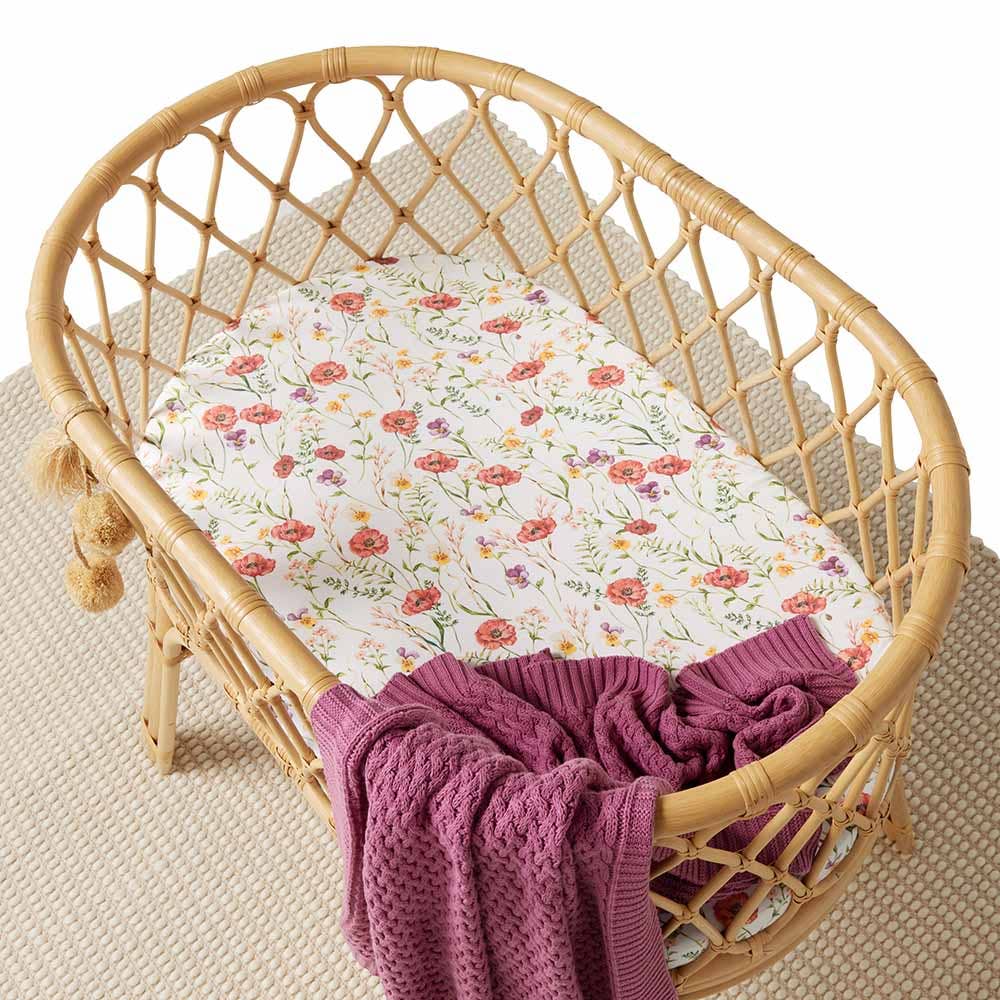 Snuggle Hunny | Organic Bassinet Sheet / Change Pad Cover | Meadow
