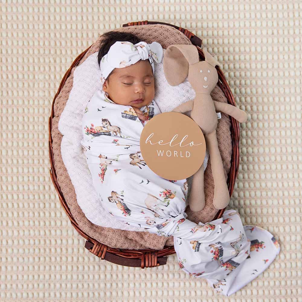 Snuggle Hunny | Pony Pals | Organic Jersey Wrap & Topknot Set
