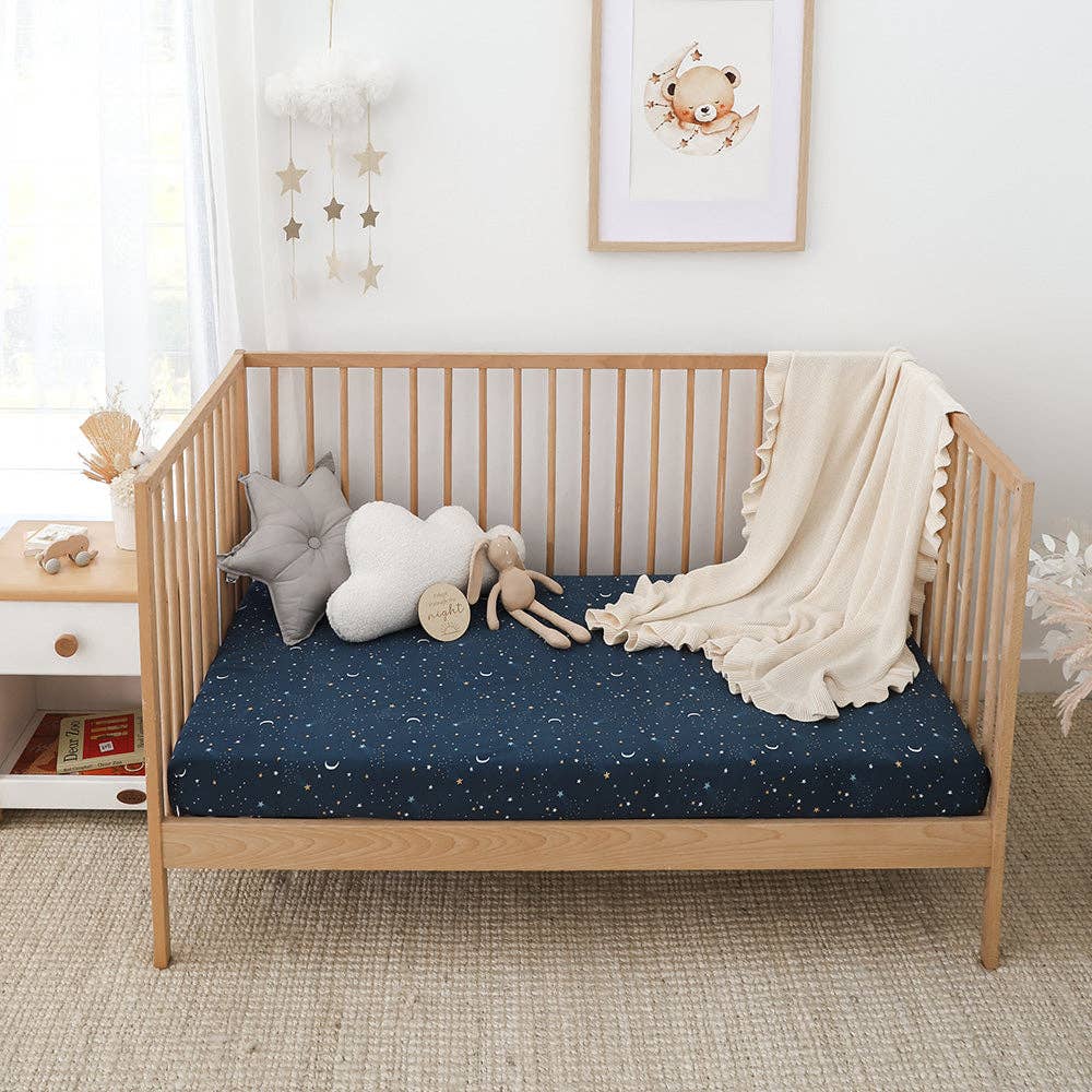 Snuggle Hunny - Starry Night Organic Fitted Cot Sheet