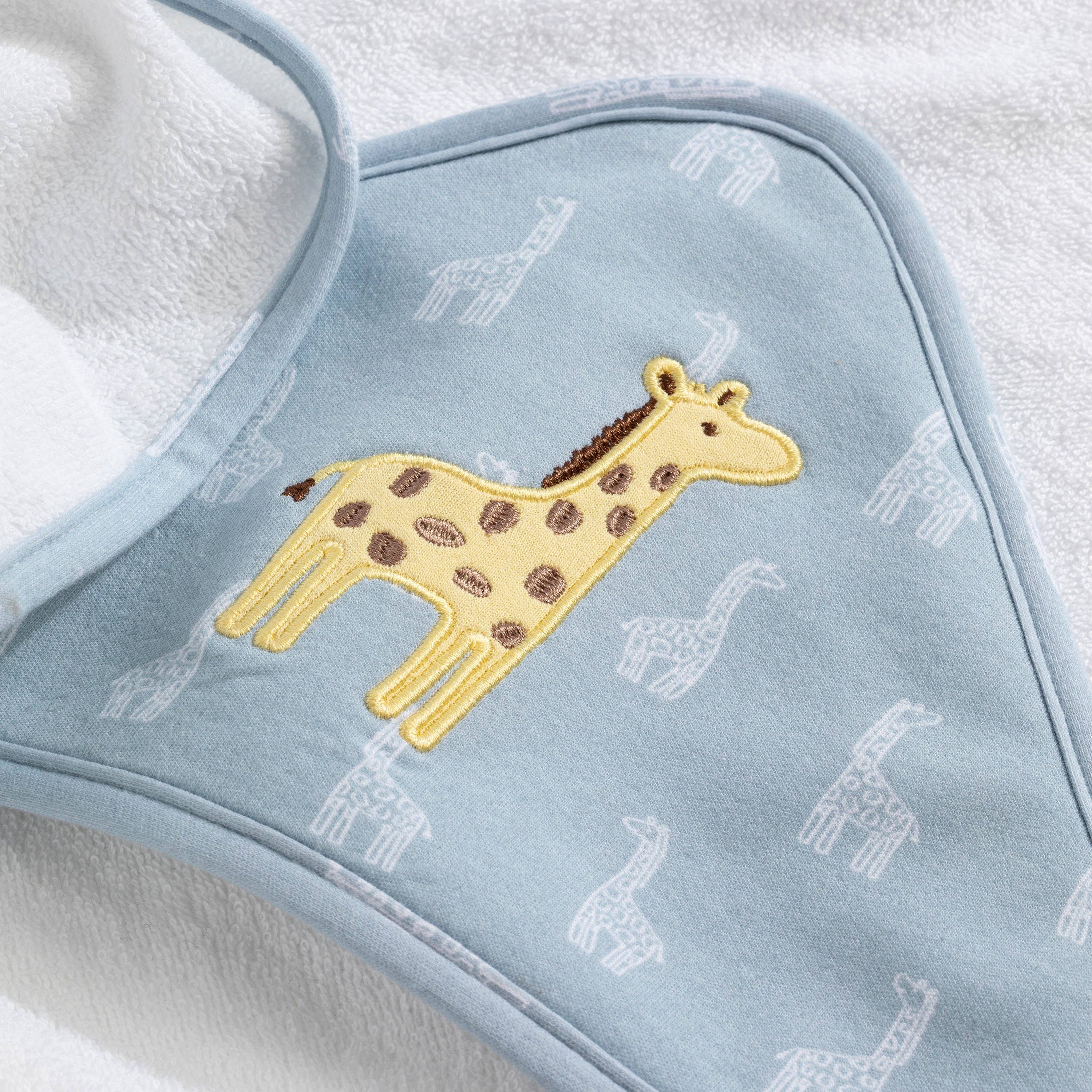 Living Textiles Hooded Towel- Giraffe Applique Wild Safari