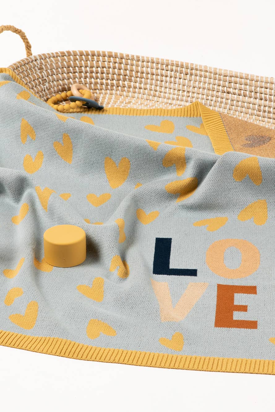 Indus Design - Love Heart Blanket Blue