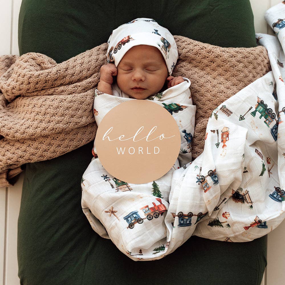 Snuggle Hunny | Organic Muslin Wrap | Trains