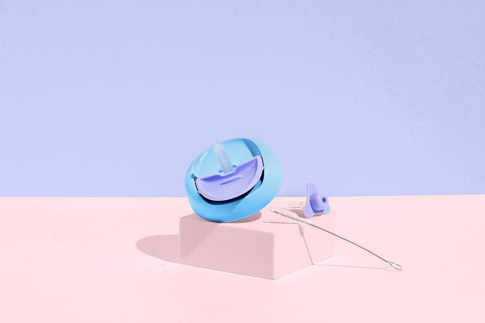 Little Stackers | Sippy Lid Plus Weighted Straw. (No Cup): Pink Purple